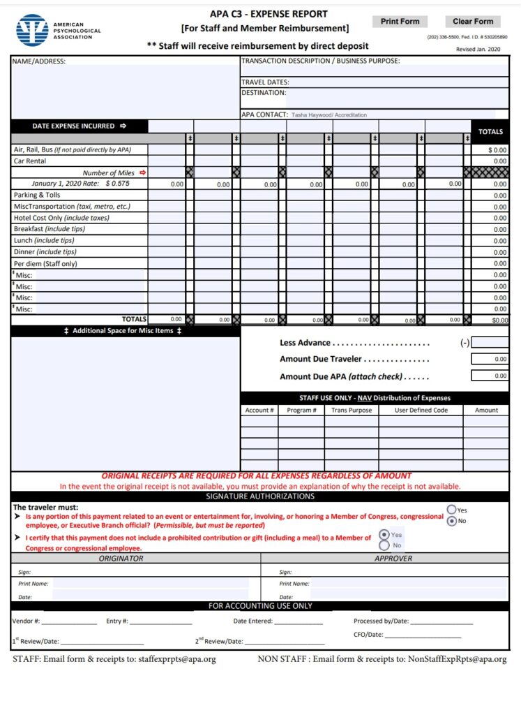 Blank Expense Report Example