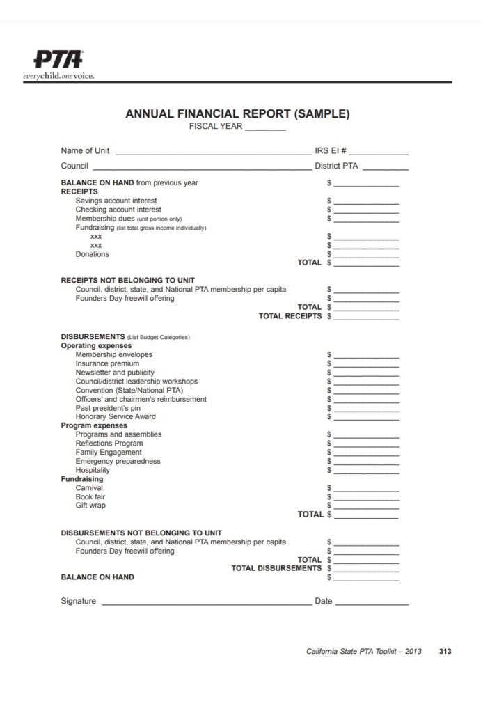 Blank Financial Report Example