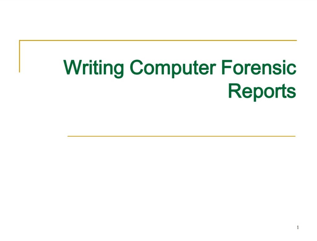 Computer Forensic Report Example