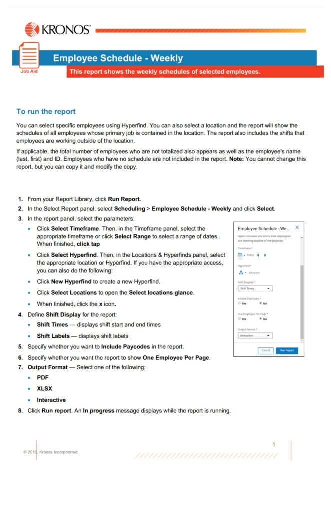 Employee Shift Report Example