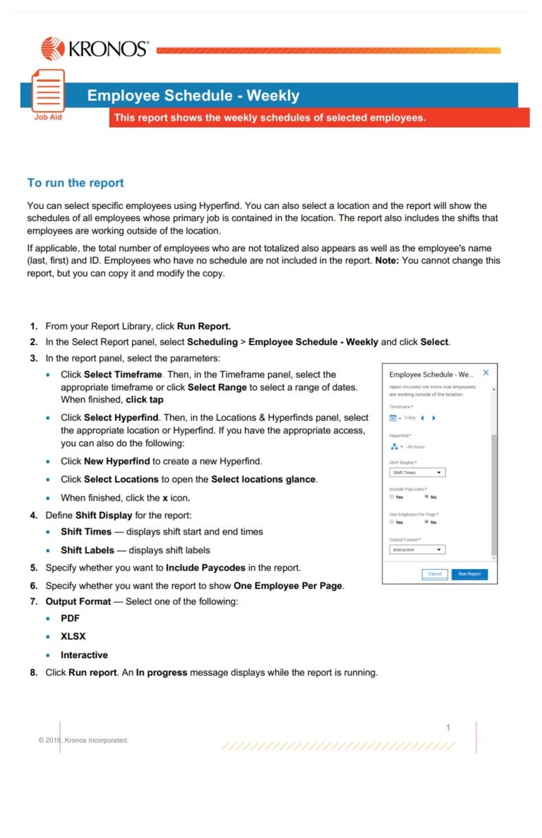 Job Shift Report Template