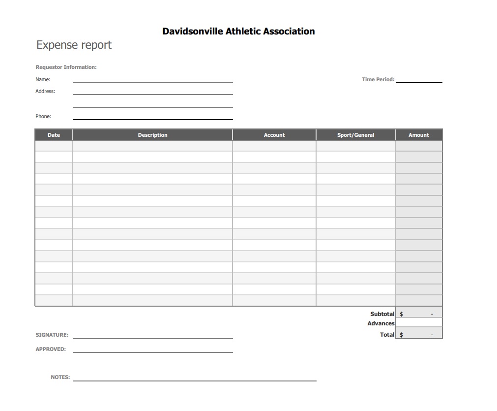 Expense Report Format