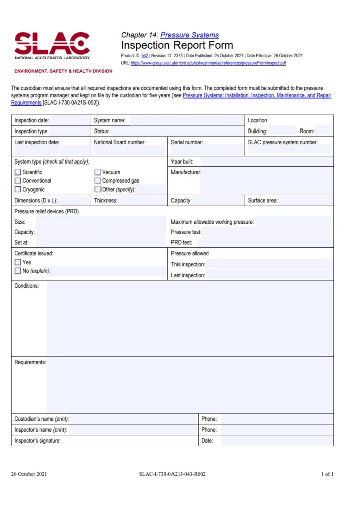 Inspection Report Form