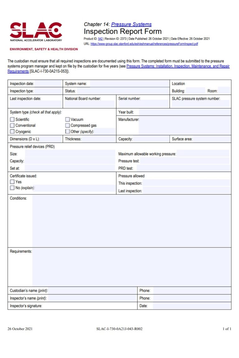 Inspection Report Template