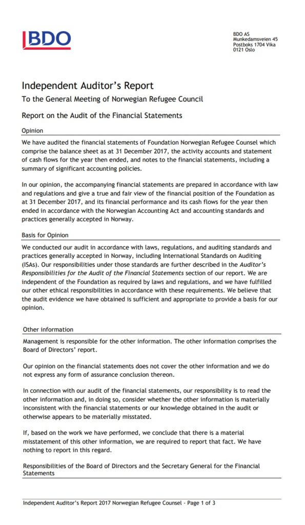 Internal Audit Report Example