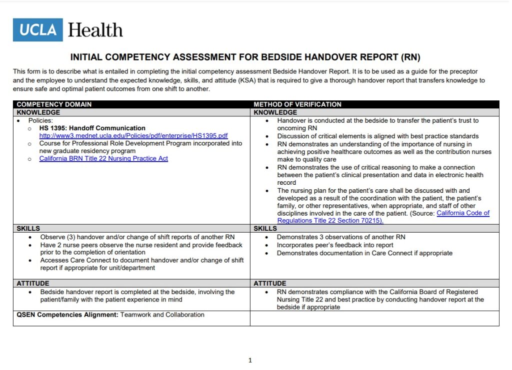 Medical Handover Report Example