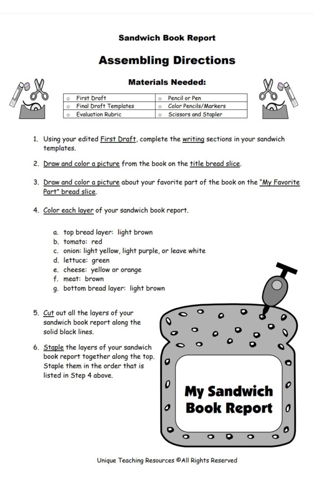 Sandwich Book Report Example