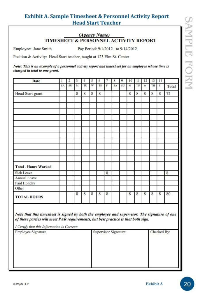 Staff Activity Timesheet Report Example