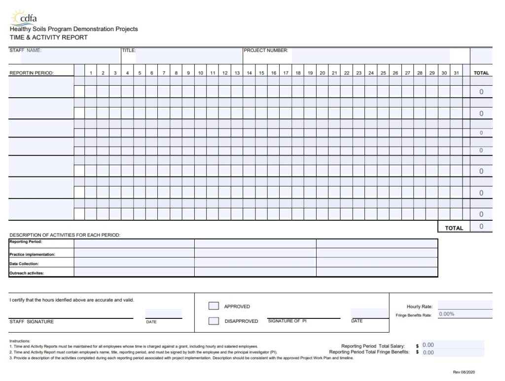 Staff Time and Activity Report Example