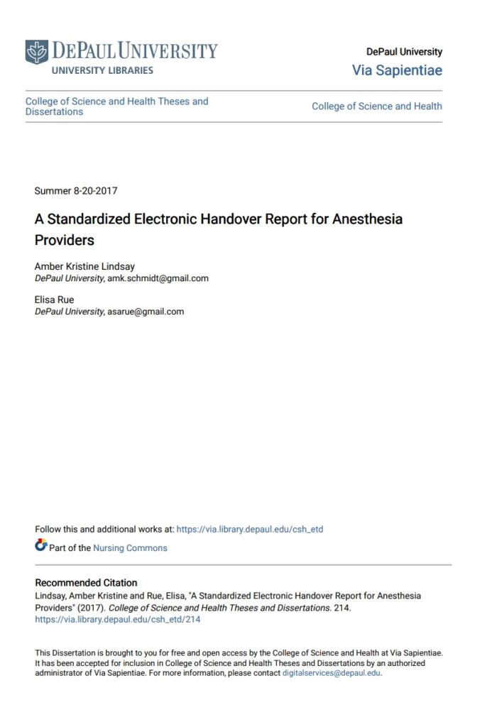 Standardized Handover Report Example