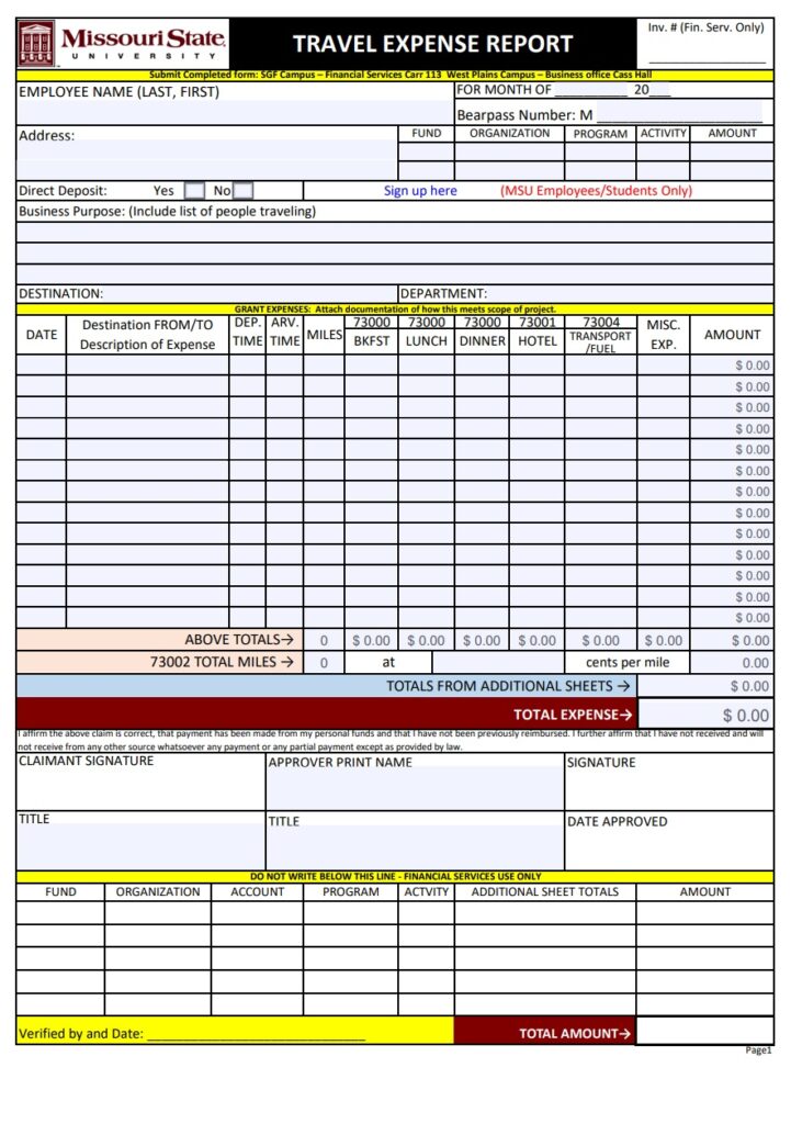 Weekly Expense Report Example