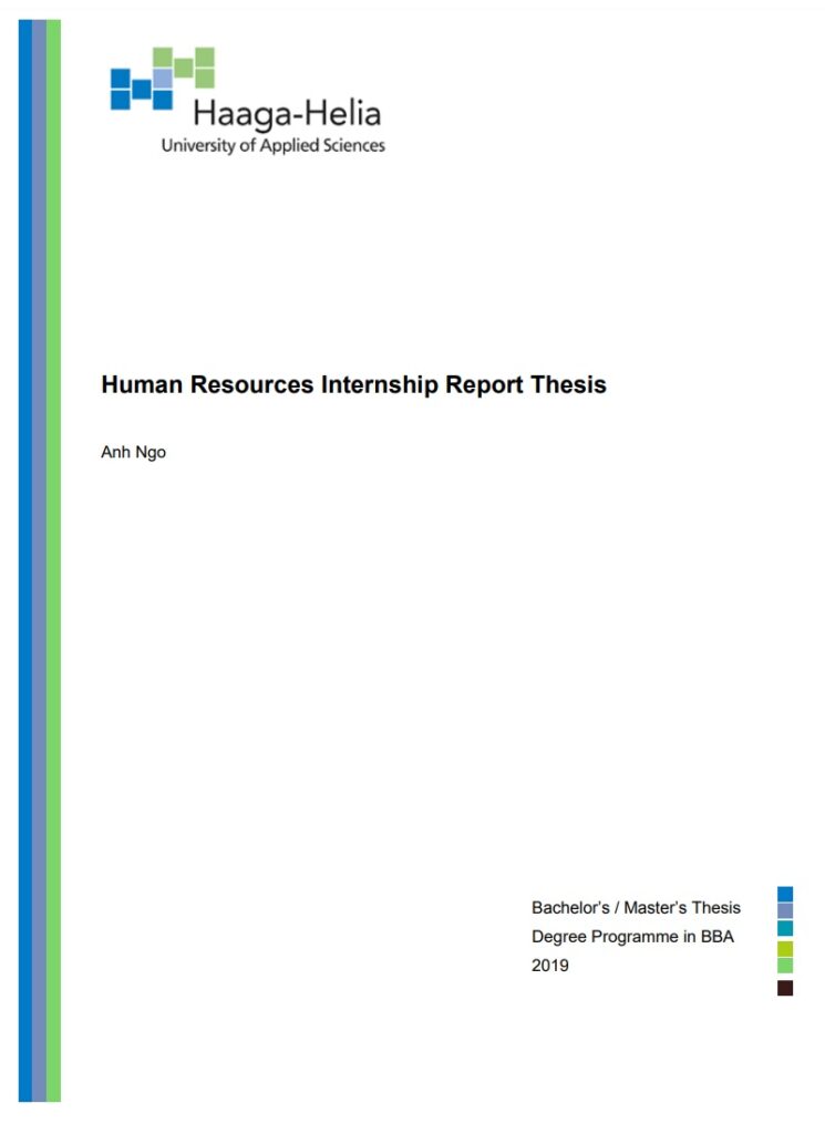 Human Resource Internship Report Example