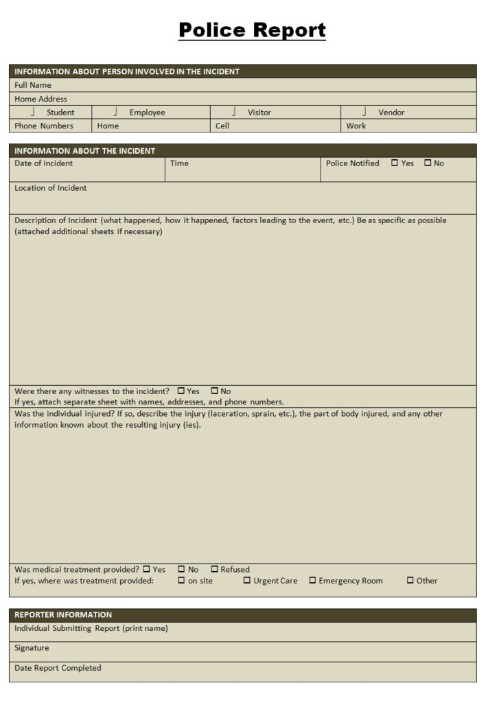 Police Report Template