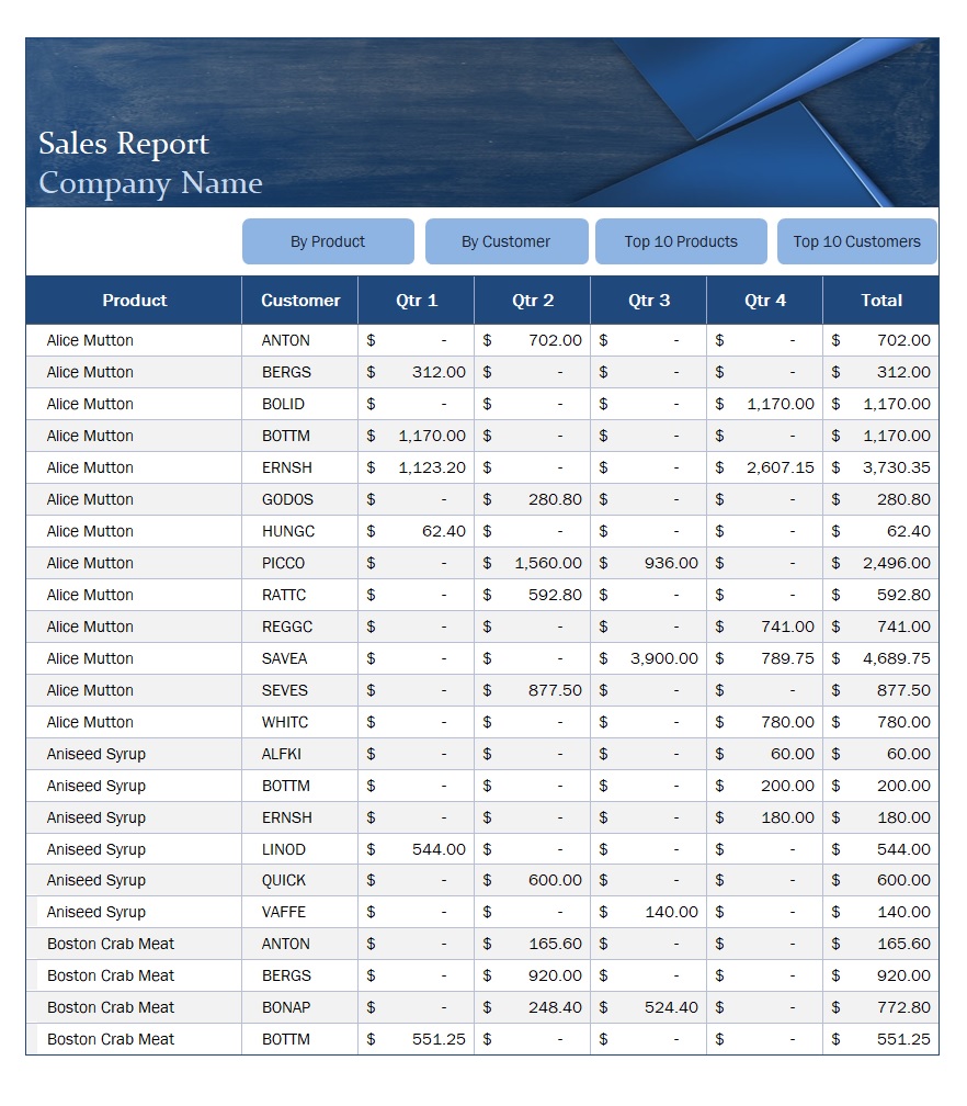 Sales Report Format