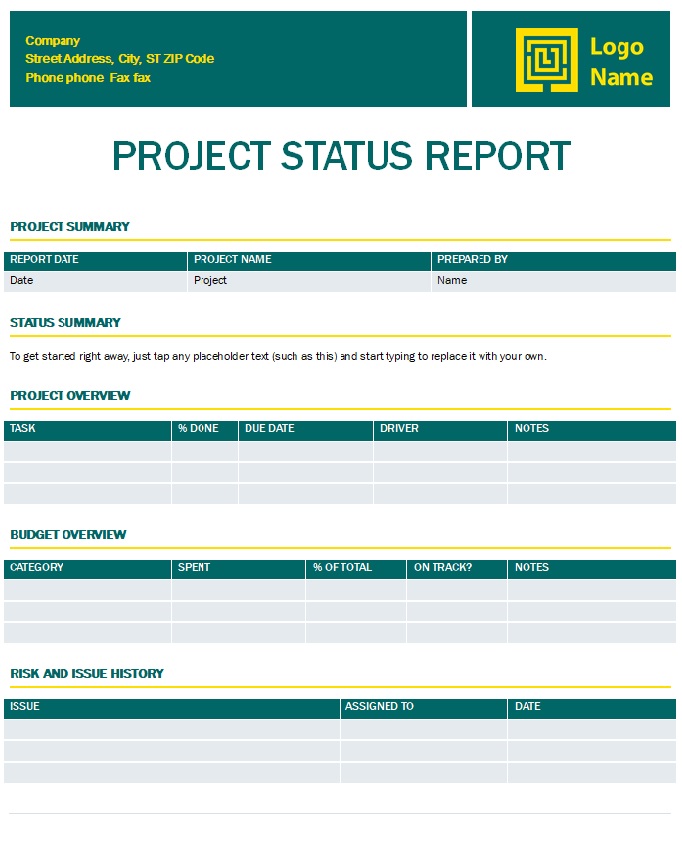 Status Report Template