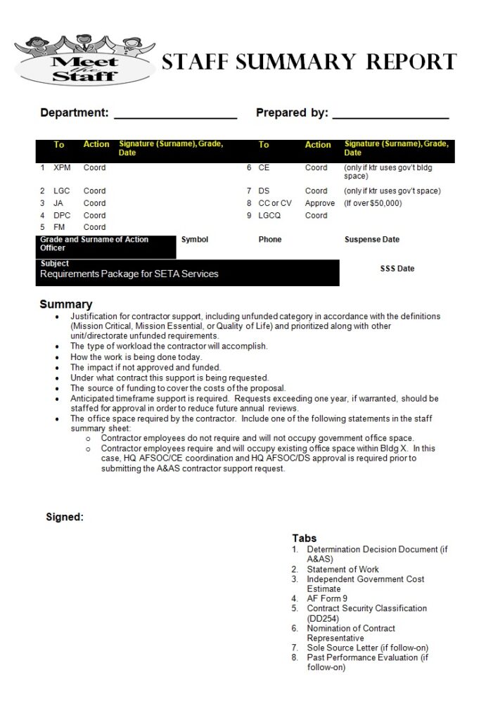 Staff Summary Report Example