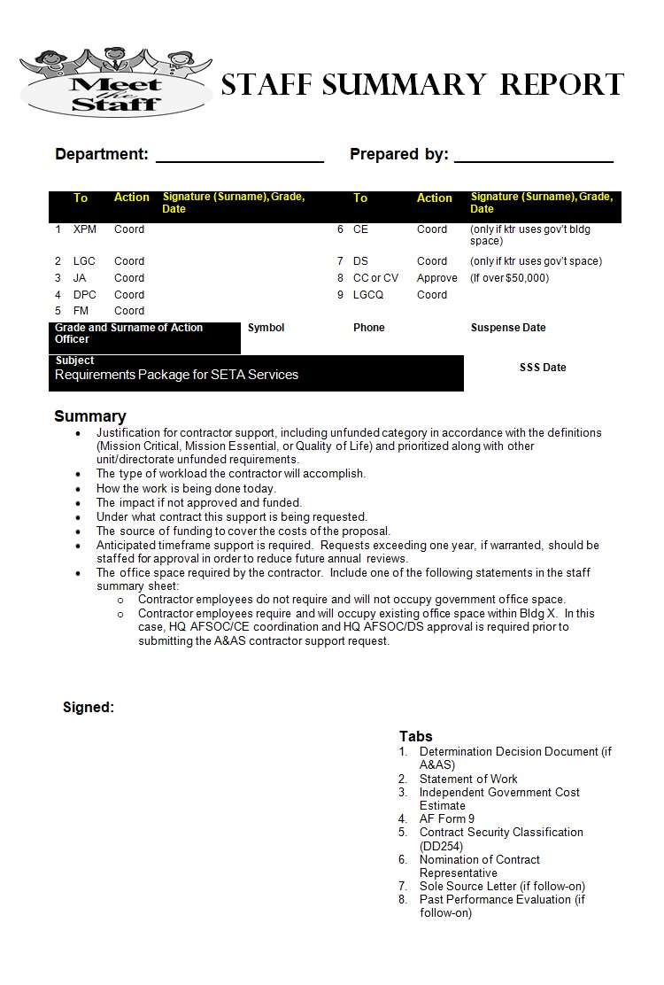 Summary Report Template