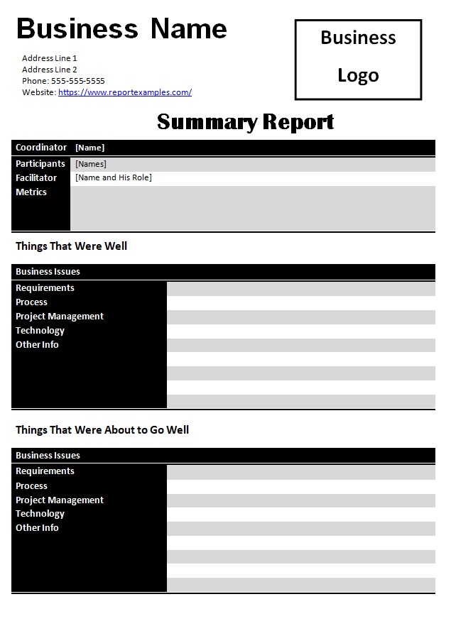 Summary Report Template