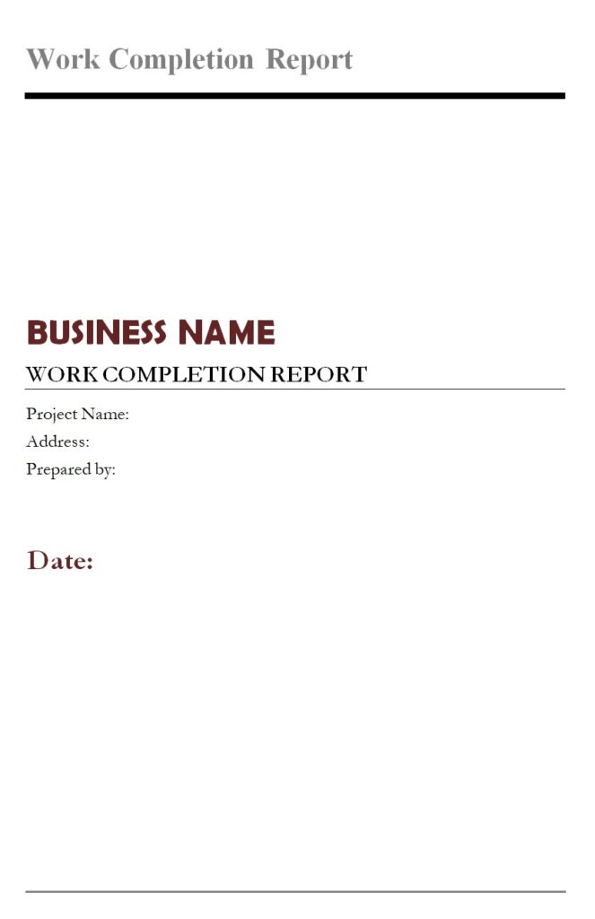 Work Completion Report Example