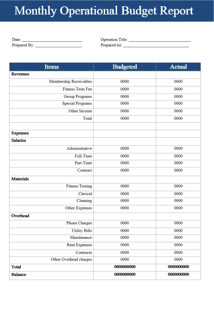 Monthly Report Template