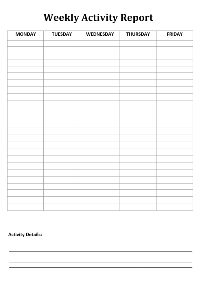 Weekly Activity Report Template