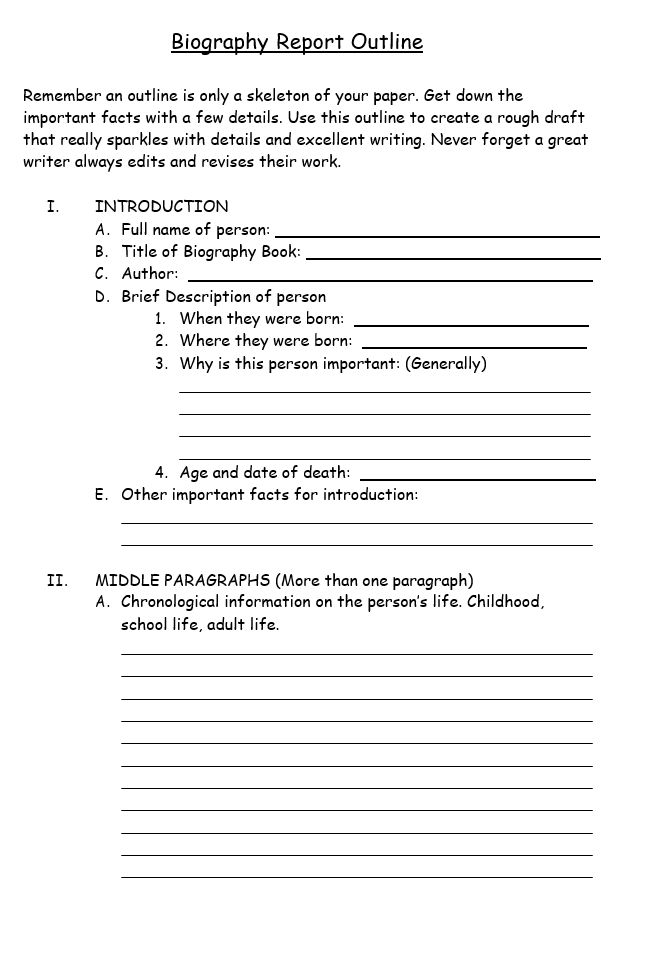 Biography Report Outline