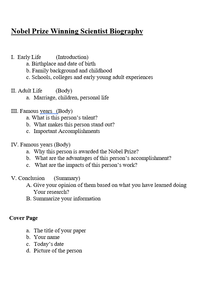 Biography Report Writing Example