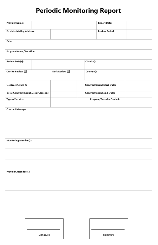 Periodic Monitoring Report Example