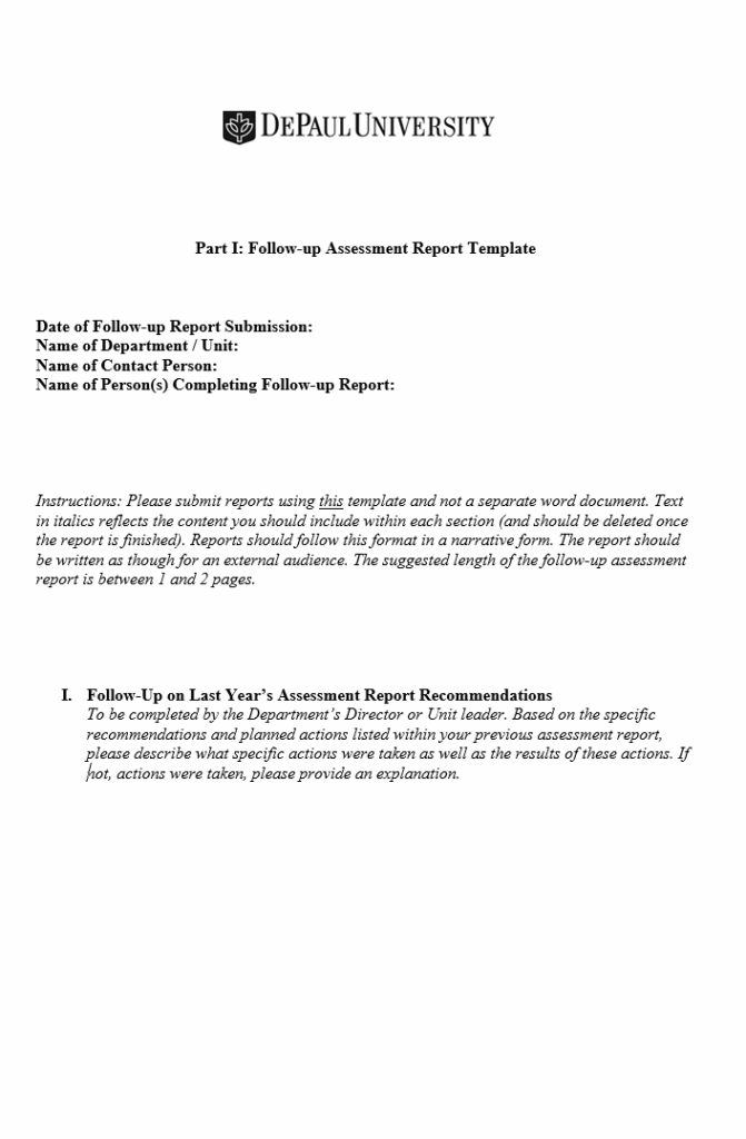 Annual Assessment Report Template