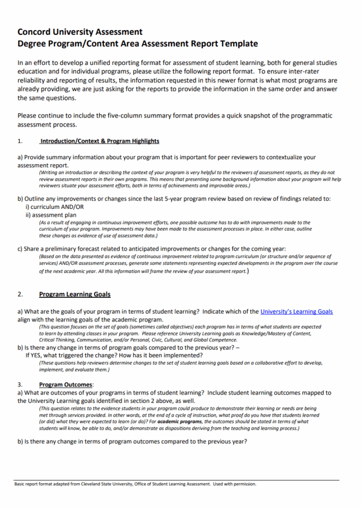 Professional Assessment Report Example