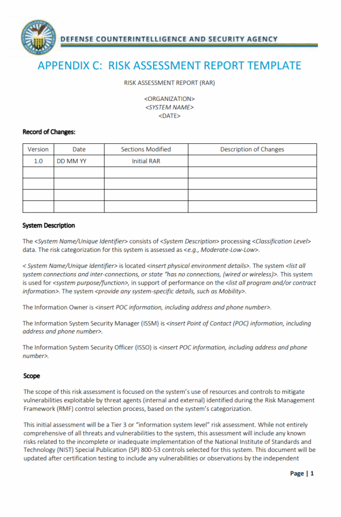 Risk Assessment Report Example