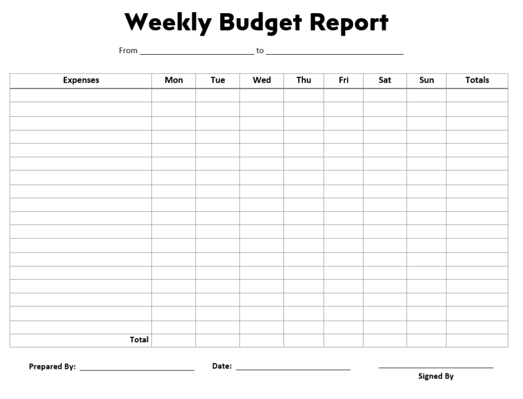 Weekly Budget Report Example