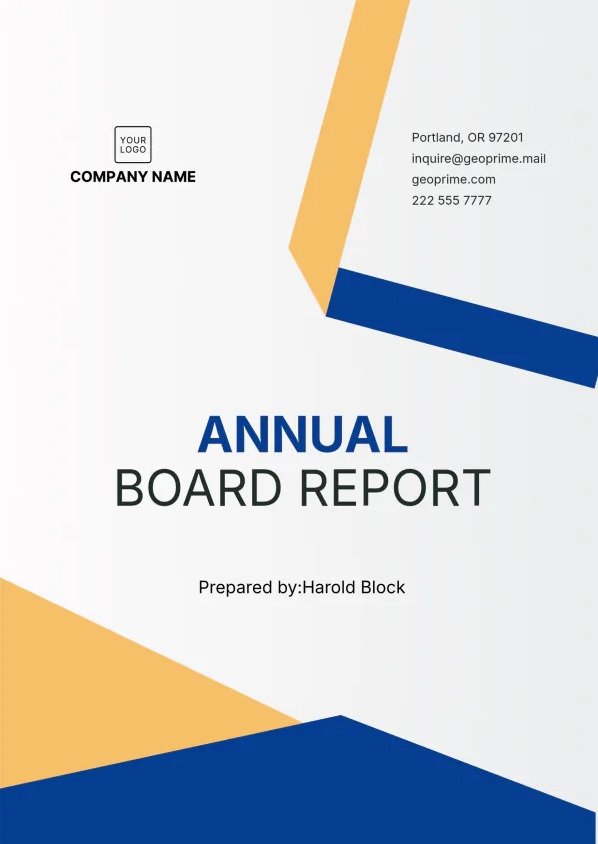 Annual Board Meeting Report Example