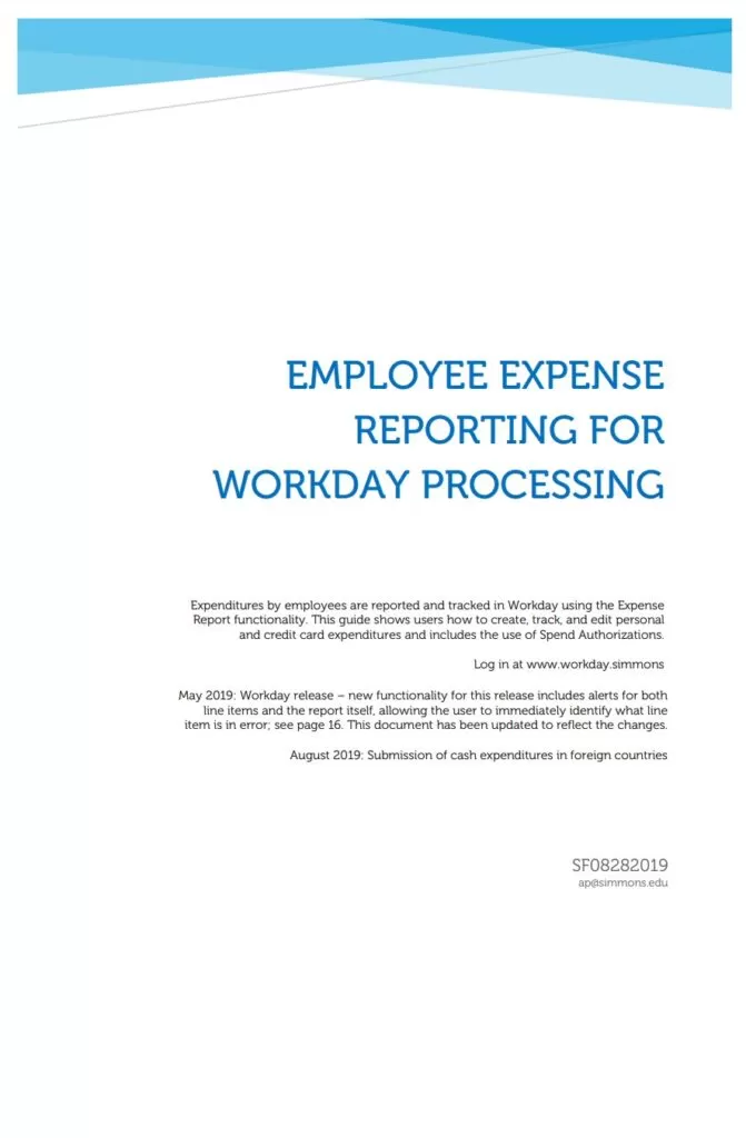 Employee Expense Report Example