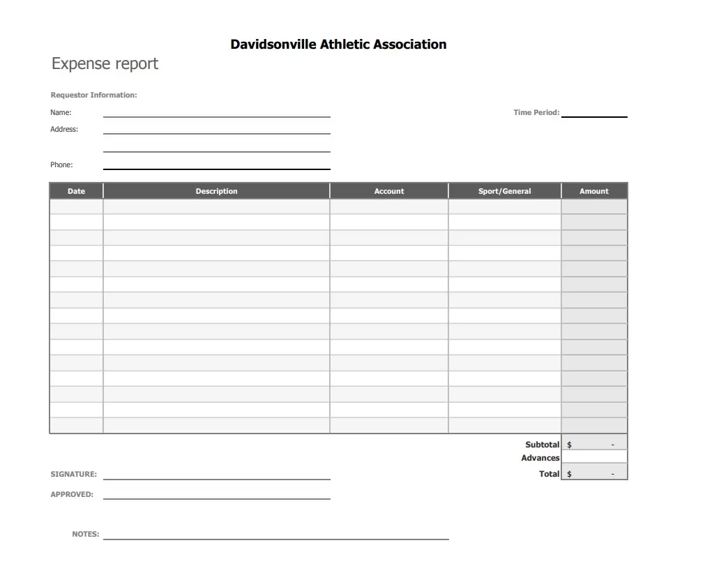 Expense Report Format