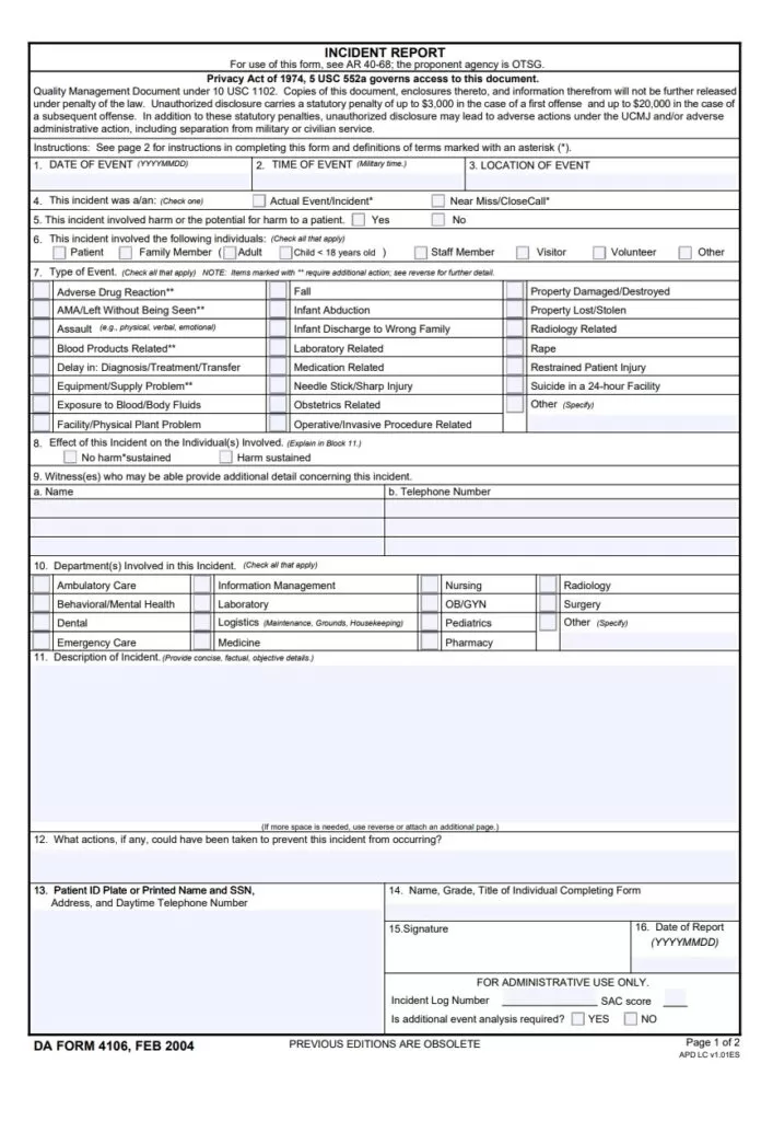 Incident Report Example PDF