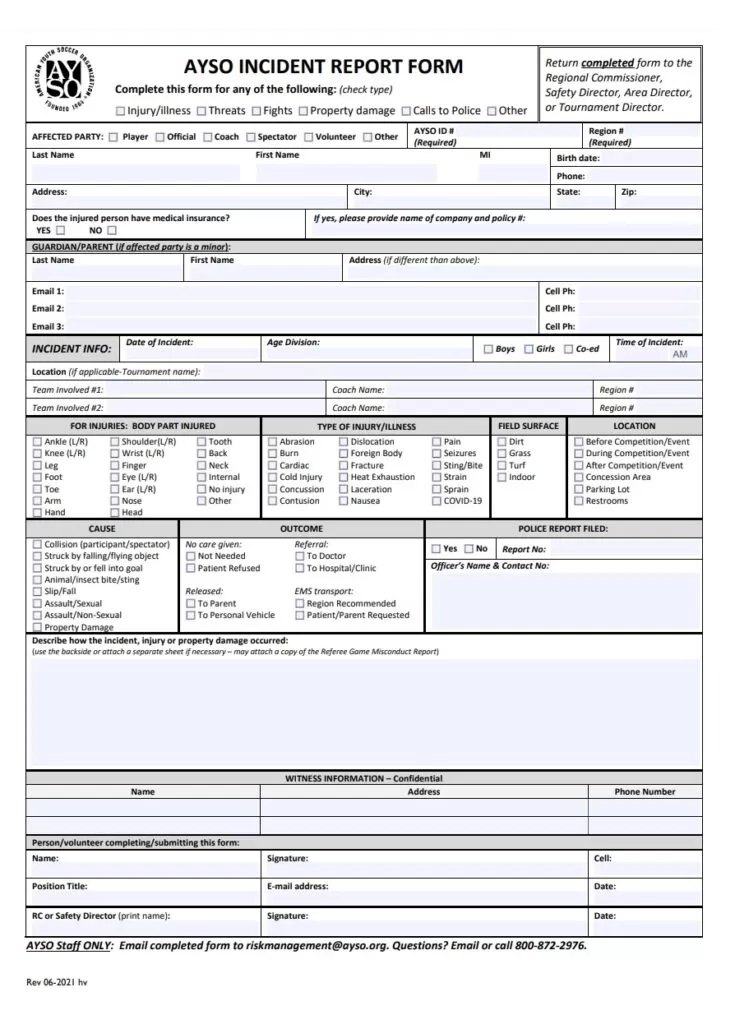 Incident Report Format