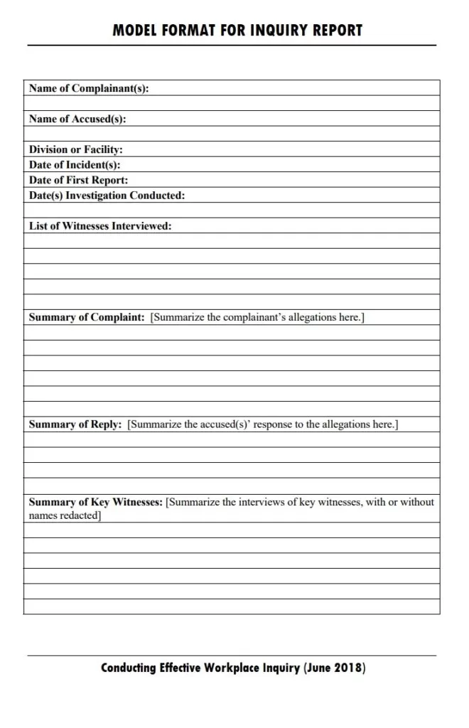 Inquiry Report Example