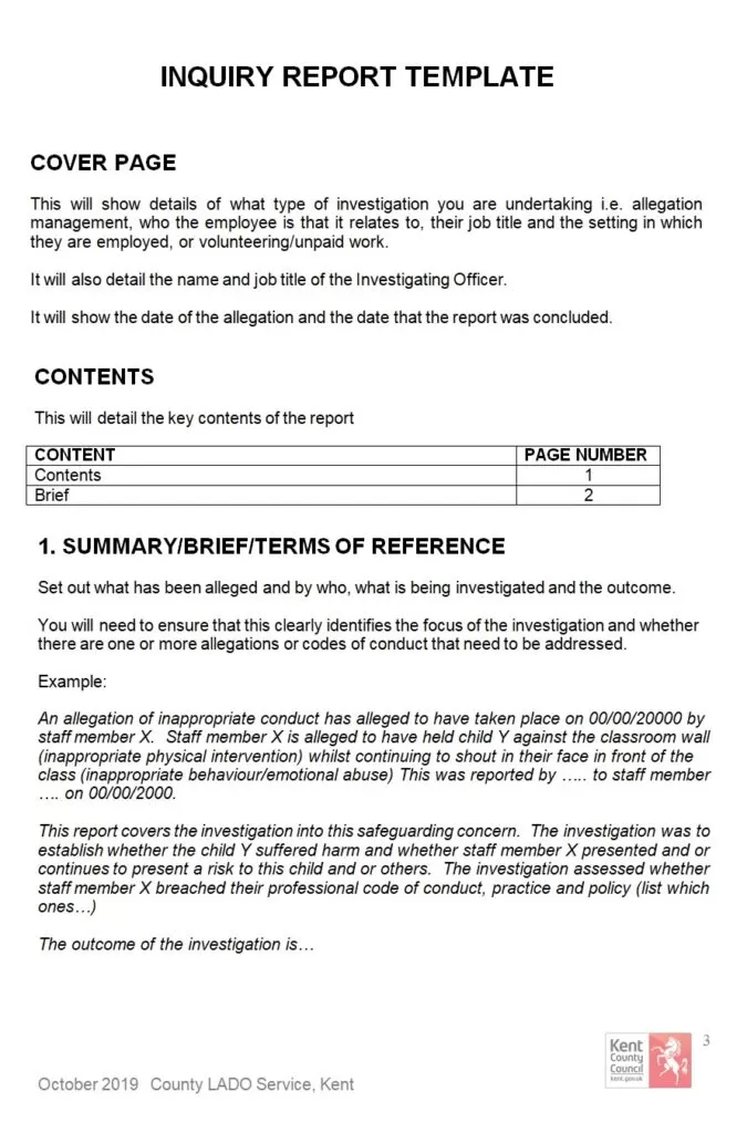 Inquiry Report Example Word