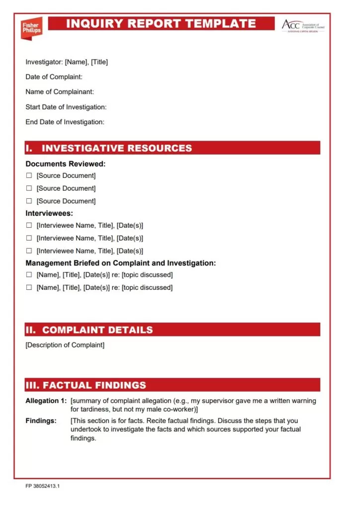 Inquiry Report Template