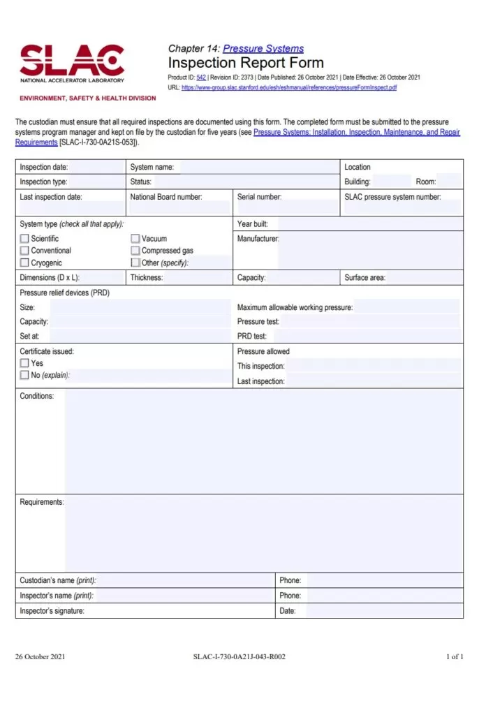 Inspection Report Form