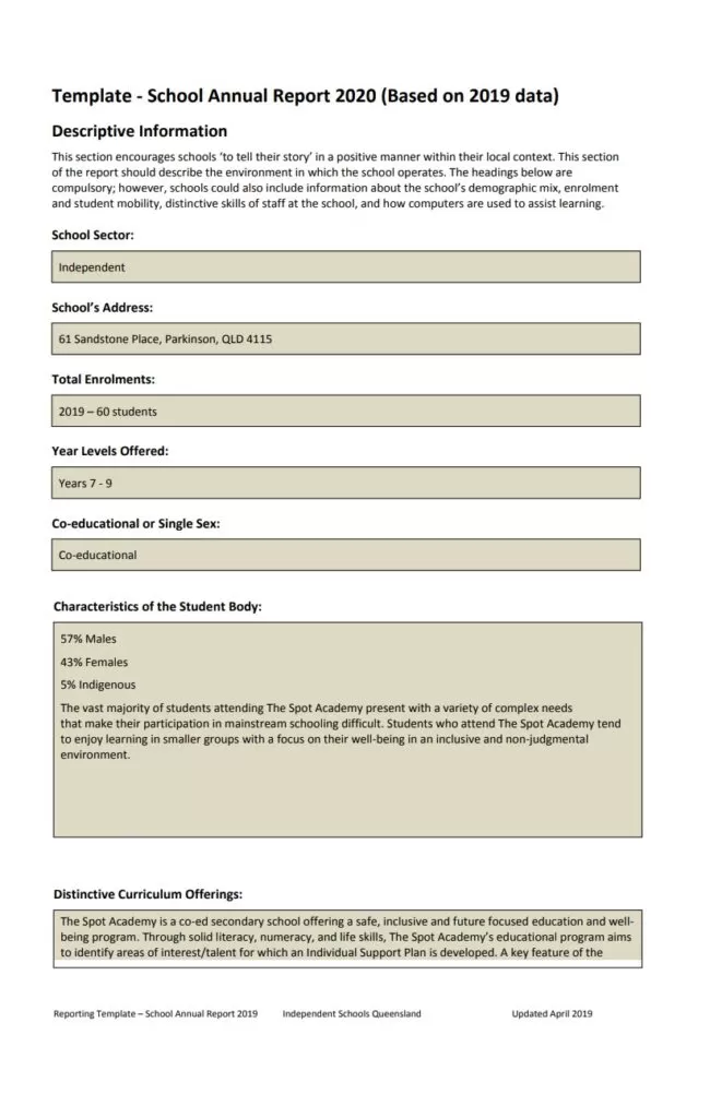 School Annual Report Example