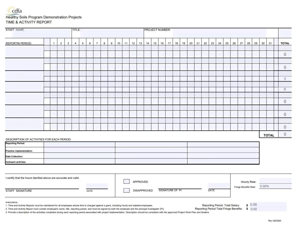 Staff Time and Activity Report Example