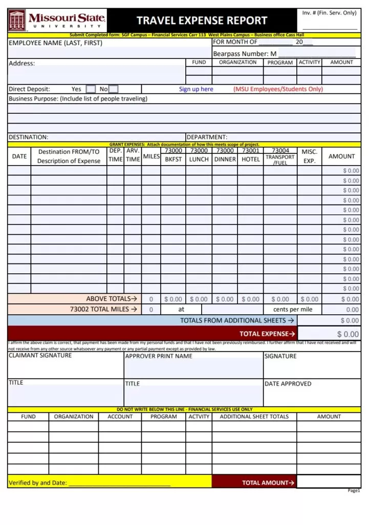 Weekly Expense Report Example