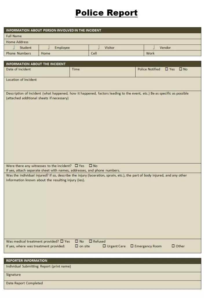 Police Report Template