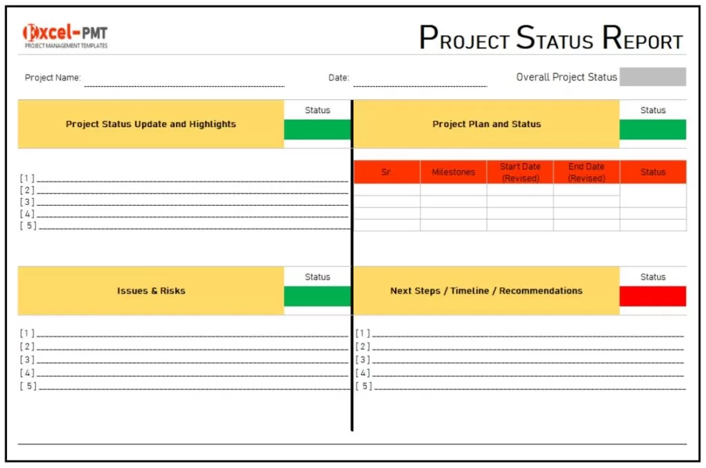 Blank Status Report Example