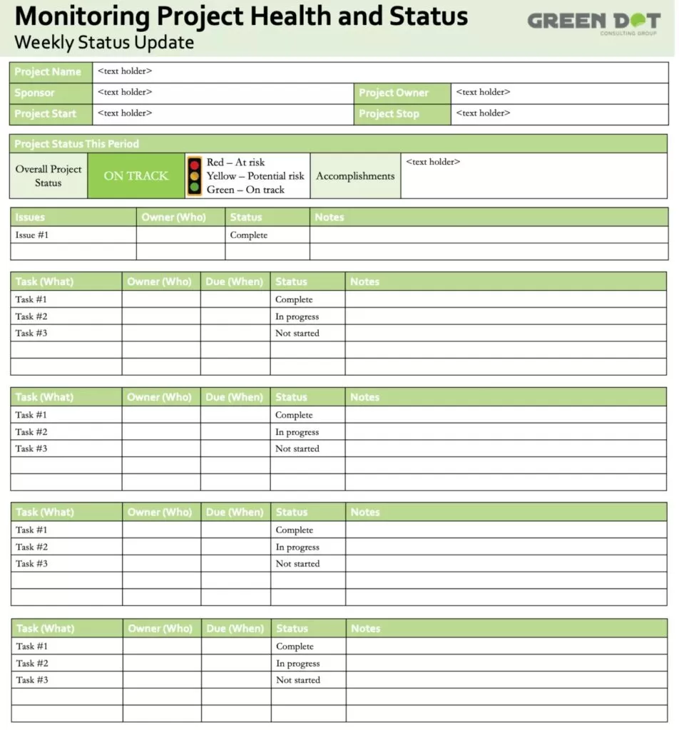 Project Monitoring and Status Report Example