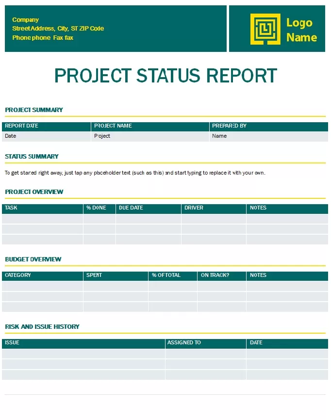 Status Report Template