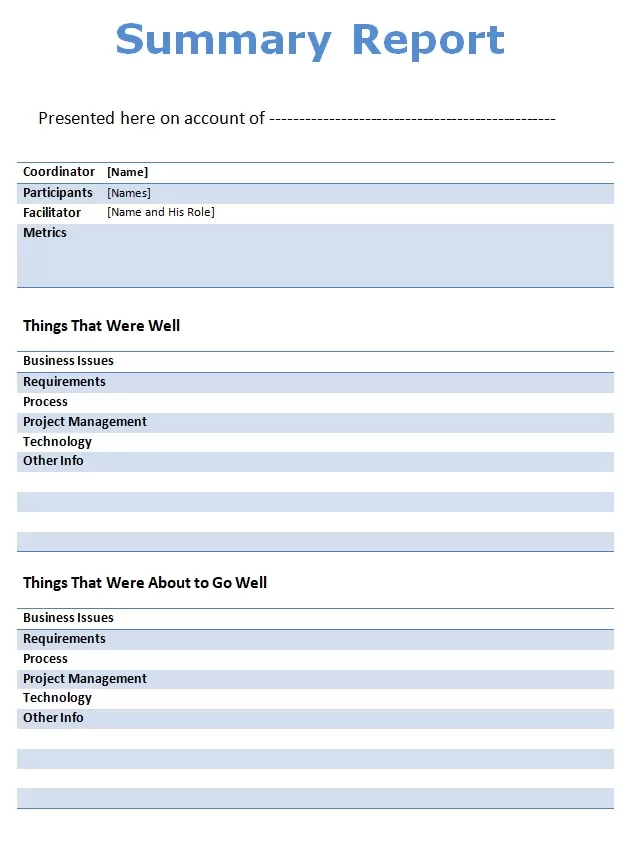 Summary Report Template