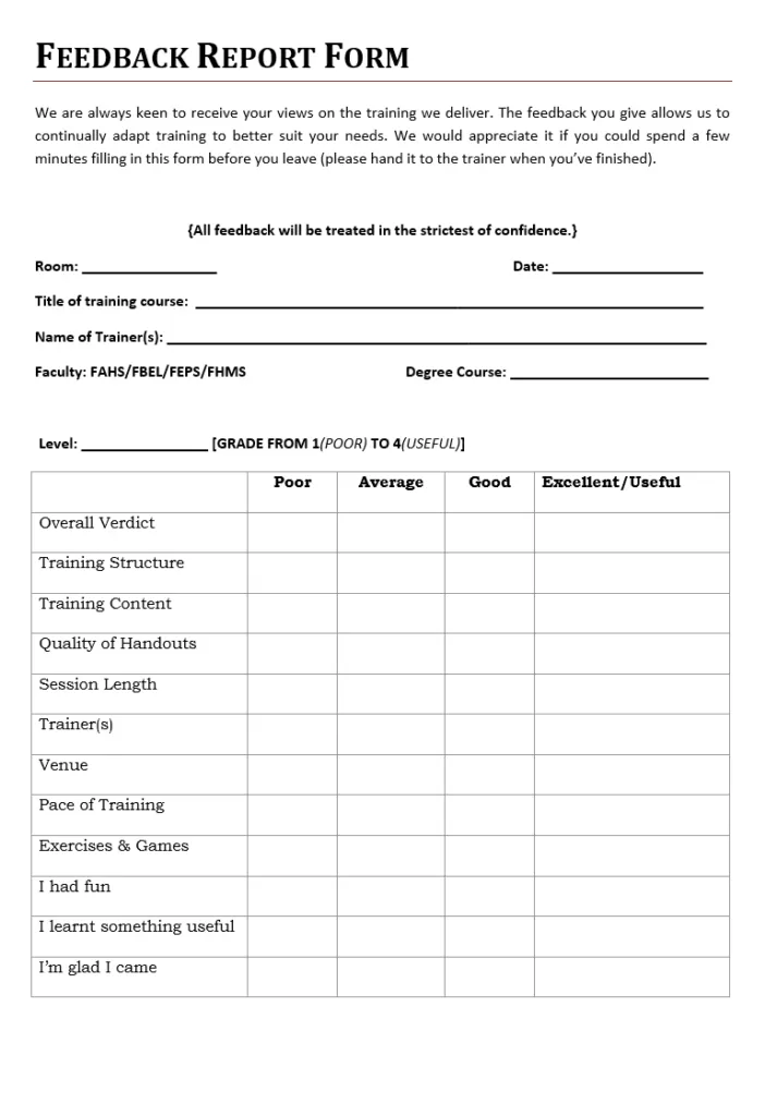 Free Feedback Report Form